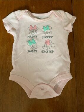 😊FREE😊 Disney Pink Minnie Mouse Emotions Bodysuit with Mint Accents